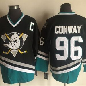 Anaheim Ducks #96 Charlie Conway Black Green Throwback Jersey