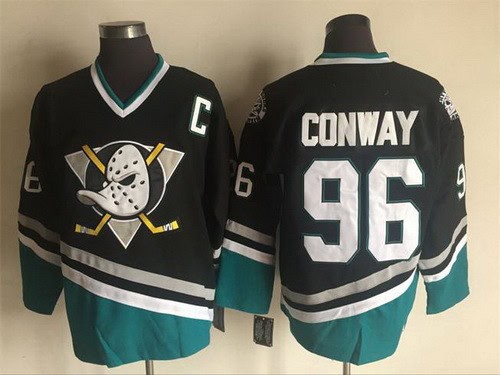 Anaheim Ducks #96 Charlie Conway Black Green Throwback Jersey
