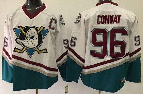 Anaheim Ducks #96 Charlie Conway White Green Throwback Jersey