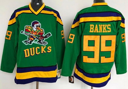 Anaheim Ducks #99 Adam Banks Green Movie Hockey Jersey