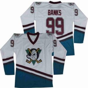 Anaheim Ducks #99 Adam Banks White Green Movie Hockey Jersey