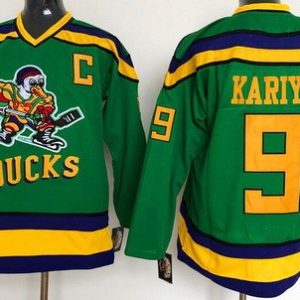 Anaheim Ducks #9 Paul Kariya Green Movie Hockey Jersey