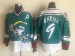 Anaheim Ducks #9 Paul Kariya Green White Throwback Jersey