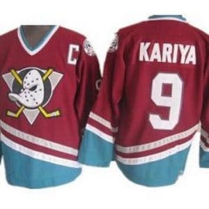 Anaheim Ducks #9 Paul Kariya Red Green Throwback Jersey