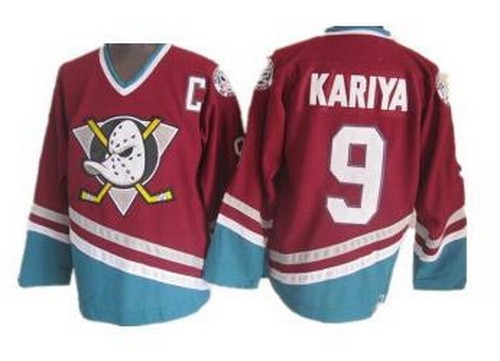 Anaheim Ducks #9 Paul Kariya Red Green Throwback Jersey