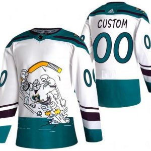 Anaheim Ducks Customized White 2021 Reverse Retro Special Authentic Jersey