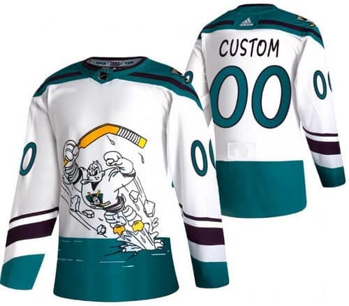 Anaheim Ducks Customized White 2021 Reverse Retro Special Authentic Jersey