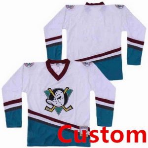Anaheim Ducks Customized White Green Throwback Jersey