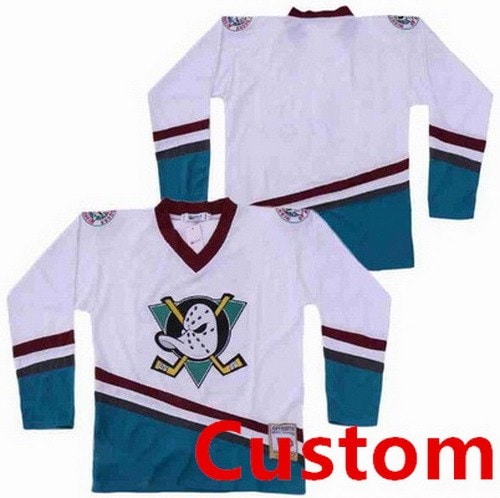 Anaheim Ducks Customized White Green Throwback Jersey
