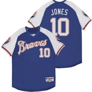 Atlanta Braves #10 Chipper Jones Blue 1974 Turn Back The Clock Jersey