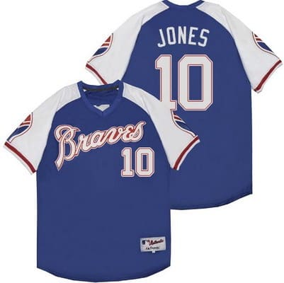 Atlanta Braves #10 Chipper Jones Blue 1974 Turn Back The Clock Jersey