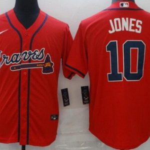 Atlanta Braves #10 Chipper Jones Red Cool Base Jersey