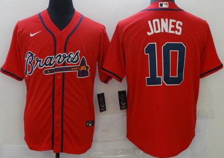 Atlanta Braves #10 Chipper Jones Red Cool Base Jersey