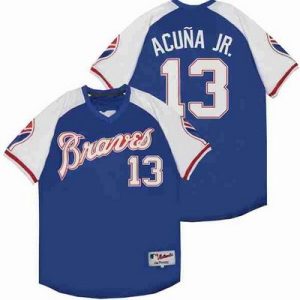 Atlanta Braves #13 Ronald Acuna Jr Blue 1974 Turn Back The Clock Jersey