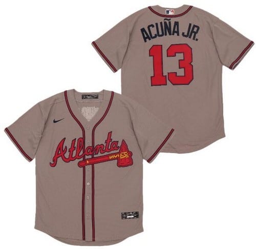 Atlanta Braves #13 Ronald Acuna Jr Gray 2020 Cool Base Jersey