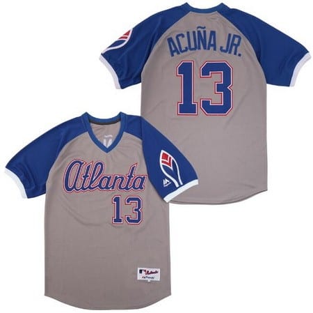Atlanta Braves #13 Ronald Acuna Jr Gray Blue 1979 Turn Back The Clock Jersey