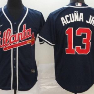 Atlanta Braves #13 Ronald Acuna Jr Navy 2020 Cool Base Jersey