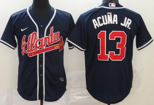 Atlanta Braves #13 Ronald Acuna Jr Navy 2020 Cool Base Jersey