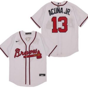Atlanta Braves #13 Ronald Acuna Jr White 2020 Cool Base Jersey