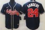 Atlanta Braves #24 Deion Sanders Navy Cool Base Jersey