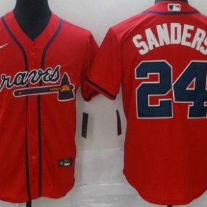 Atlanta Braves #24 Deion Sanders Red Cool Base Jersey