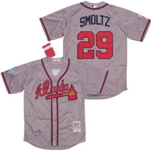 Atlanta Braves #29 John Smoltz Gray 1999 Throwback Jersey
