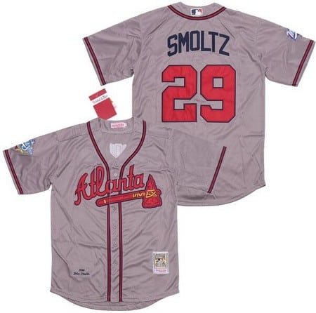Atlanta Braves #29 John Smoltz Gray 1999 Throwback Jersey