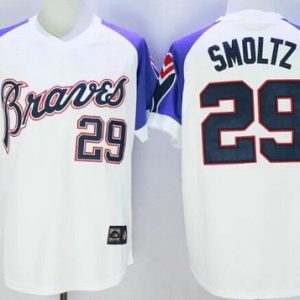 Atlanta Braves #29 John Smoltz White 1973 Throwback Jersey