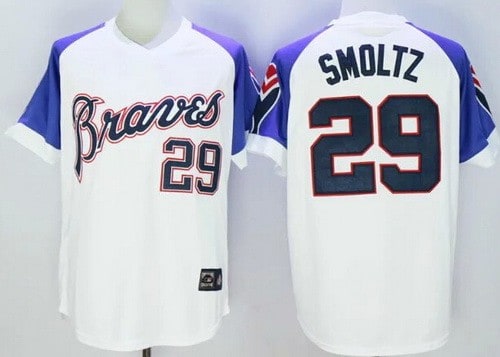 Atlanta Braves #29 John Smoltz White 1973 Throwback Jersey