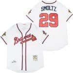 Atlanta Braves #29 John Smoltz White 1995 Throwback Jersey
