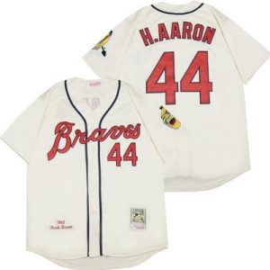 Atlanta Braves #44 Hank Aaron Cream 1963 Throwback Jersey