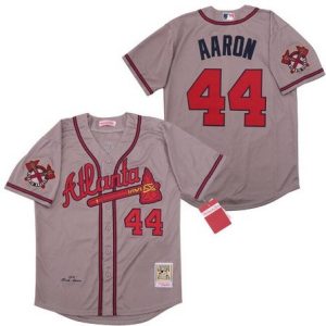 Atlanta Braves #44 Hank Aaron Gray 1974 Throwback Jersey