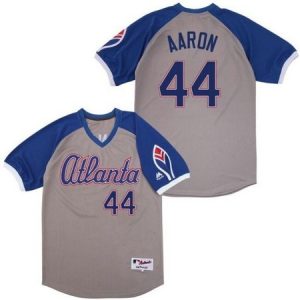 Atlanta Braves #44 Hank Aaron Gray Blue 1979 Turn Back The Clock Jersey