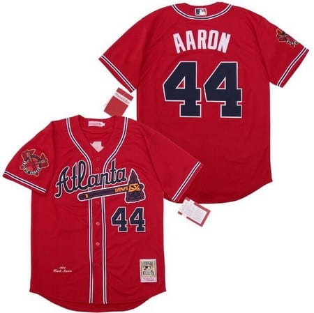 Atlanta Braves #44 Hank Aaron Red 1974 Throwback Jersey