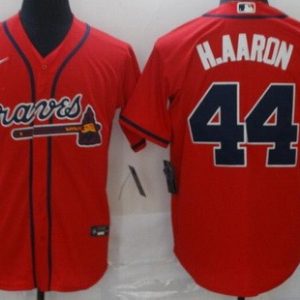 Atlanta Braves #44 Hank Aaron Red Cool Base Jersey
