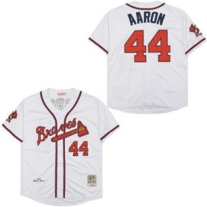 Atlanta Braves #44 Hank Aaron White 1974 Throwback Jersey