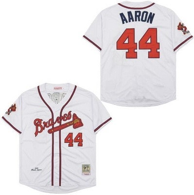 Atlanta Braves #44 Hank Aaron White 1974 Throwback Jersey