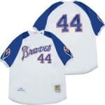 Atlanta Braves #44 Hank Aaron White Blue 1974 Throwback Jersey