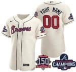 Atlanta Braves Customized Cream 2021 World Series Champions 150th Anniversary Authentic Jersey