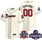 Atlanta Braves Customized Cream 2021 World Series Champions 150th Anniversary Cool Base Jersey