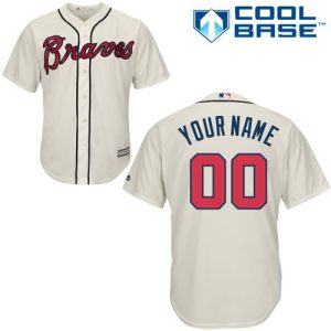 Atlanta Braves Customized Cream Cool Base Jersey