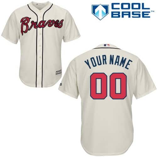 Atlanta Braves Customized Cream Cool Base Jersey