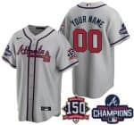 Atlanta Braves Customized Gray 2021 World Series Champions 150th Anniversary Cool Base Jersey