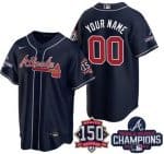 Atlanta Braves Customized Navy 2021 World Series Champions 150th Anniversary Cool Base Jersey