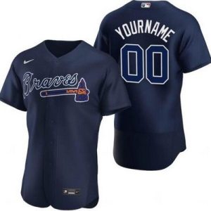Atlanta Braves Customized Navy Alternate Authentic Jersey