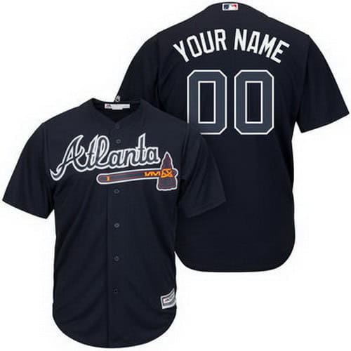 Atlanta Braves Customized Navy Blue Cool Base Jersey