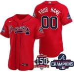 Atlanta Braves Customized Red 2021 World Series Champions 150th Anniversary Authentic Jersey