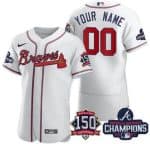 Atlanta Braves Customized White 2021 World Series Champions 150th Anniversary Authentic Jersey
