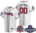 Atlanta Braves Customized White 2021 World Series Champions 150th Anniversary Cool Base Jersey