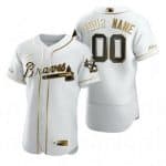 Atlanta Braves Customized White Gold 2020 FlexBase Jersey